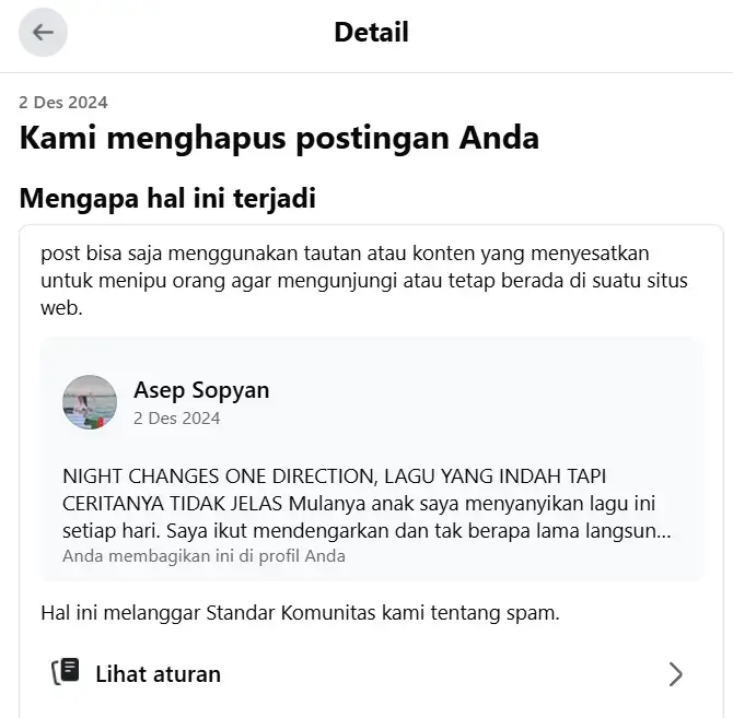 postingan dihapus fb