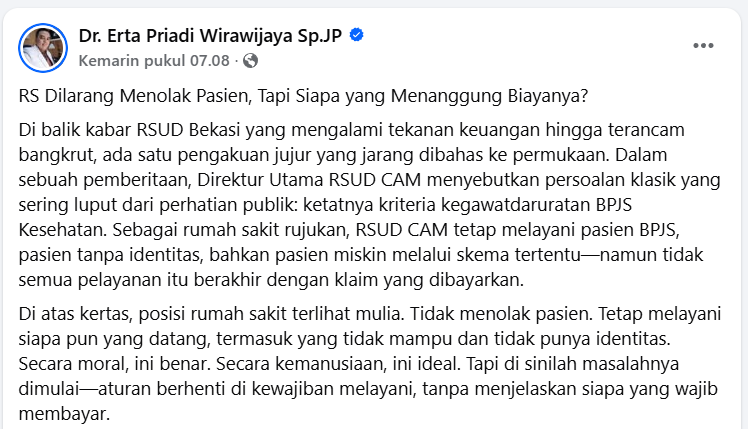 rs dilarang menolak pasien