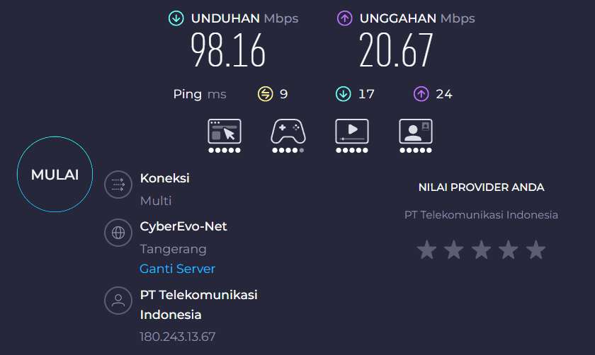 tes kecepatan indihome